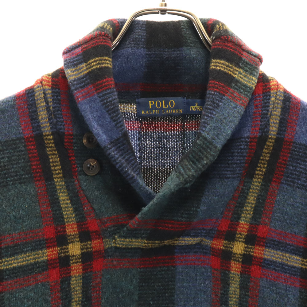 POLO RALPH LAUREN ポロラルフローレン チェック柄 長袖 セーター S 深緑 他 ニット メンズ
