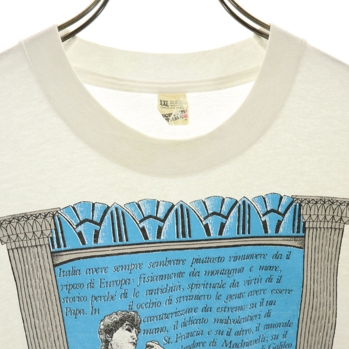 SCREEN STARS スクリーンスターズ 80s ヴィンテージ USA製 ミケランジェロ ダビデ像 半袖 シングルステッチ Tシャツ XXL ホワイト メンズ