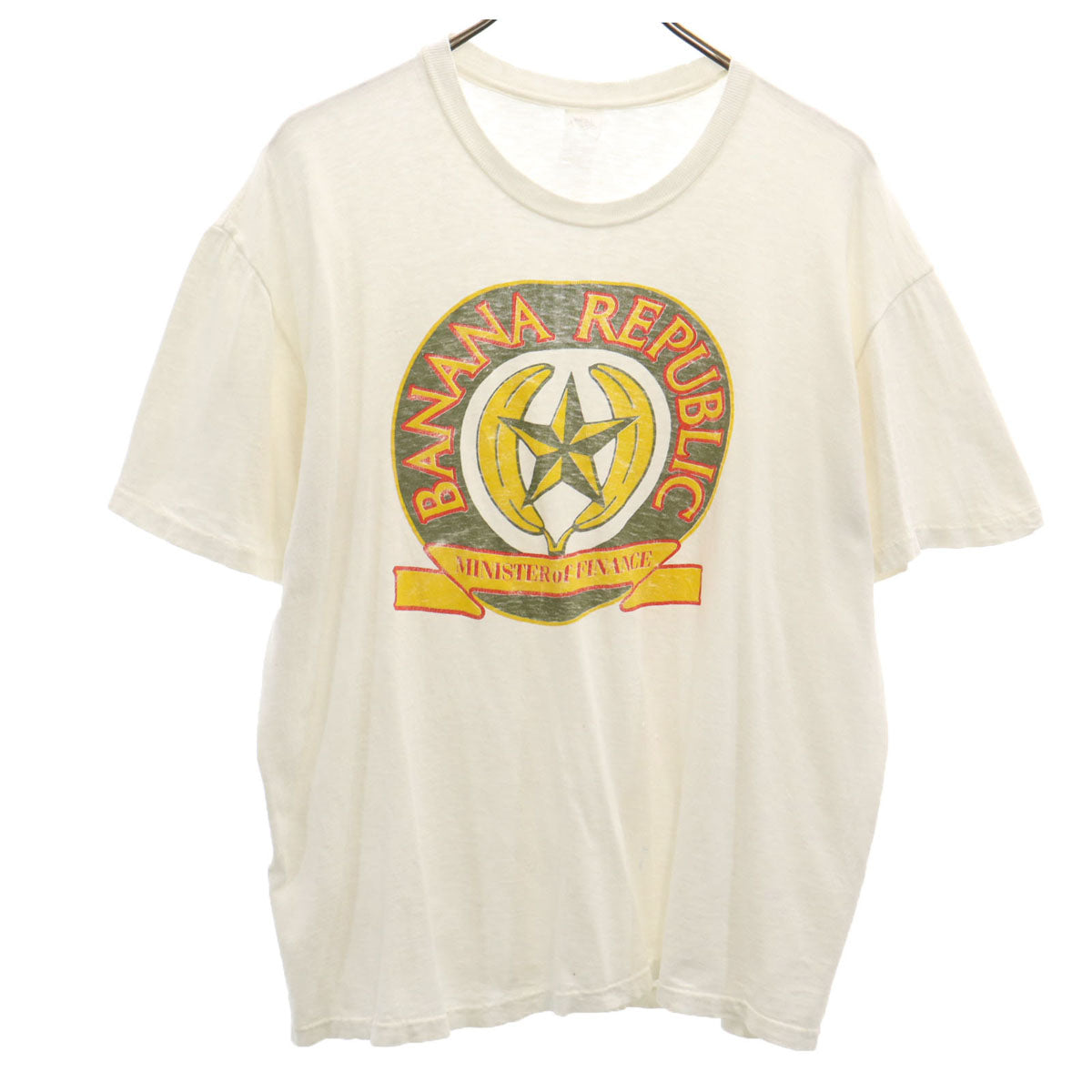 Banana Republic バナナリパブリック 80s ヴィンテージ USA製 半袖 シングルステッチ Tシャツ XL ホワイト MINISTER of FINANCE メンズ