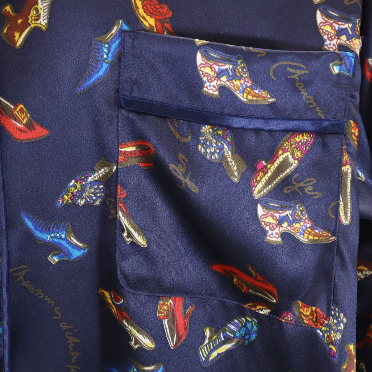 KARL LAGERFELD カールラガーフェルド 日本製 ヒール柄 ルームウェア 上下 セットアップ M ネイビー パジャマ レディース