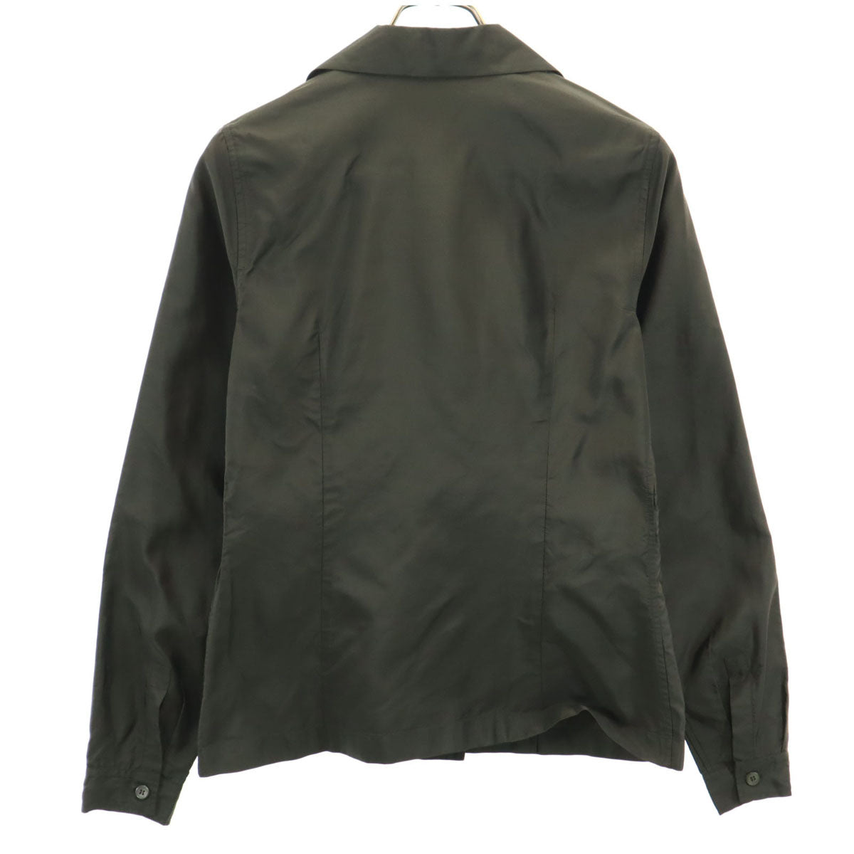 PRADA プラダ イタリア製 長袖 オープンカラー シャツ 42 グリーン レディース