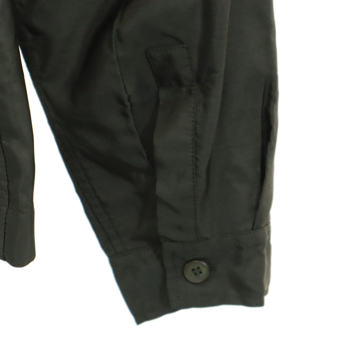 PRADA プラダ イタリア製 長袖 オープンカラー シャツ 42 グリーン レディース