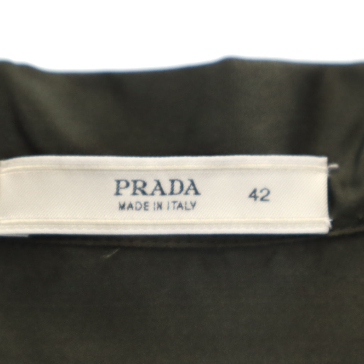 PRADA プラダ イタリア製 長袖 オープンカラー シャツ 42 グリーン レディース