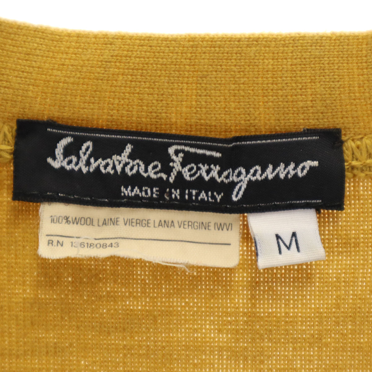 SalvatoreFerragamo サルバトーレフェラガモ 90s イタリア製 ウールブレンド オールド 長袖 ガンチーニ カーディガン M. マスタード レディース