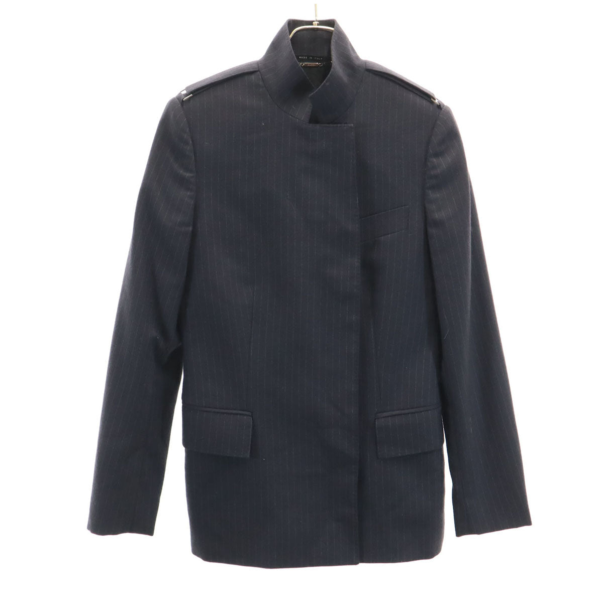 GUCCI グッチ イタリア製 ウールブレンド ストライプ柄 ジャケット 38 ブラック レディース