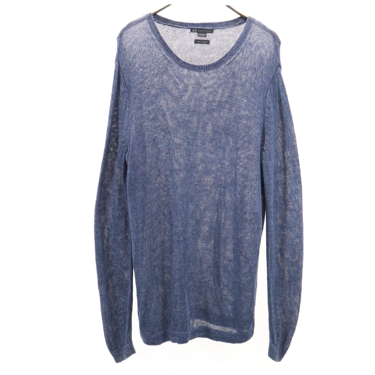 ARMANI EXCHANGE アルマーニエクスチェンジ リネン100% 長袖 セーター XL ネイビー系 ニット メンズ