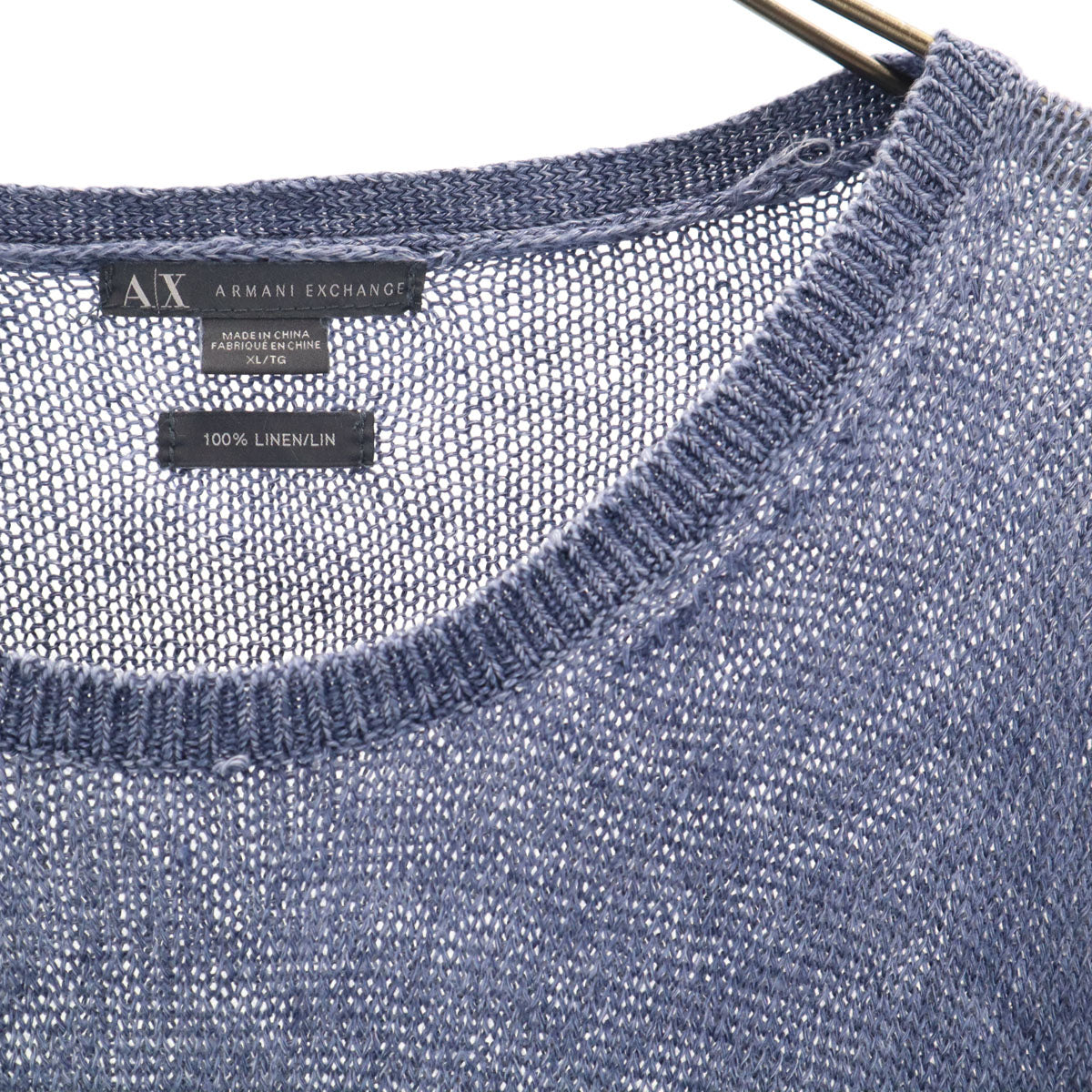 ARMANI EXCHANGE アルマーニエクスチェンジ リネン100% 長袖 セーター XL ネイビー系 ニット メンズ