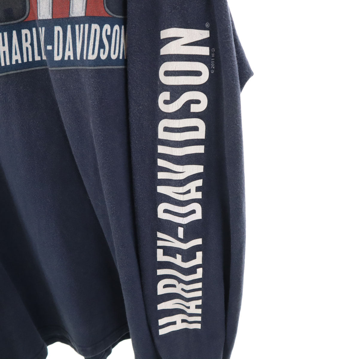 HARLEY DAVIDSON ハーレーダビッドソン 長袖 両面プリント Tシャツ L ネイビー ロンT メンズ