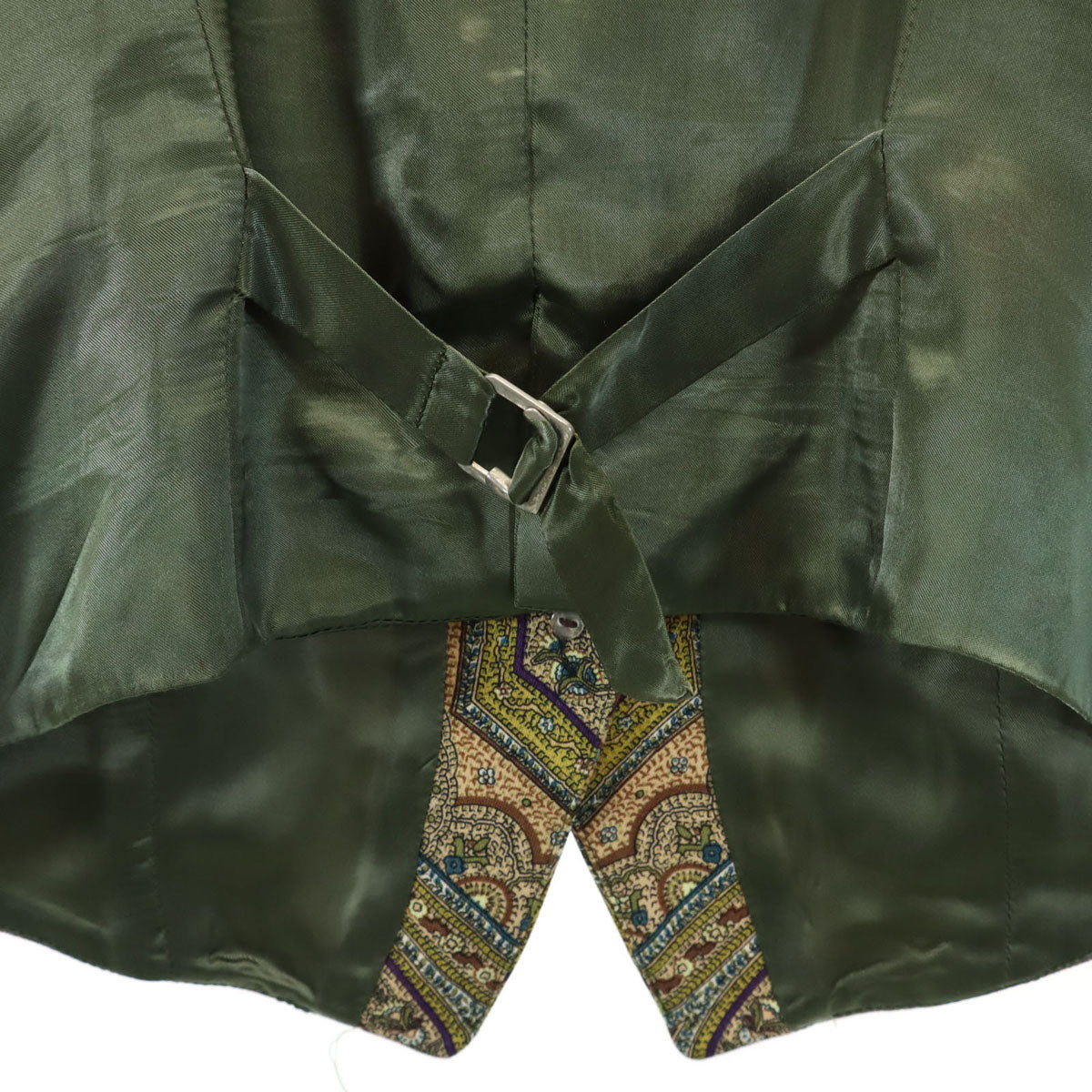 KENZO ケンゾー 90s 日本製 オールド 柄切替 Vネック ジレベスト 2 カーキ レディース