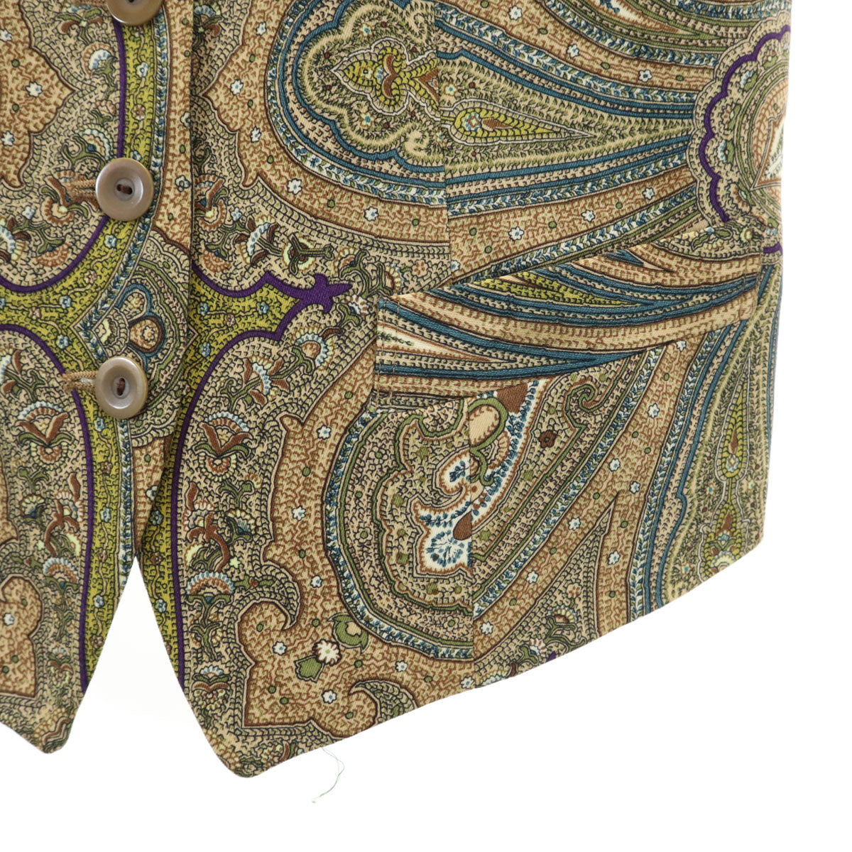 KENZO ケンゾー 90s 日本製 オールド 柄切替 Vネック ジレベスト 2 カーキ レディース