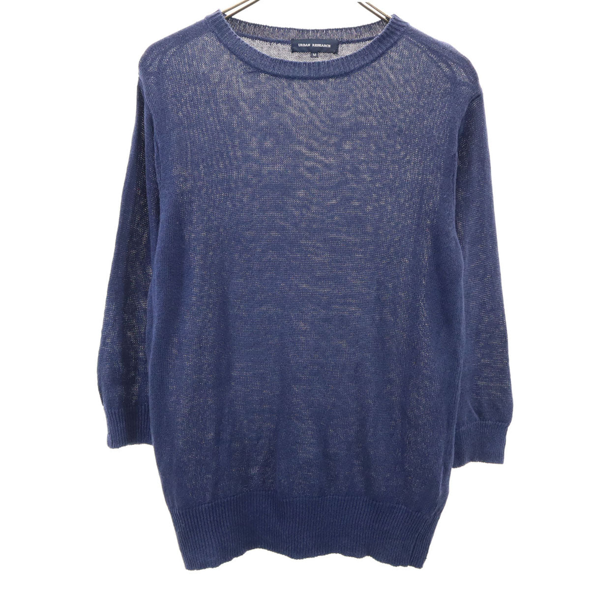 URBAN RESEARCH アーバンリサーチ リネン 7分袖 ニット M ネイビー レディース