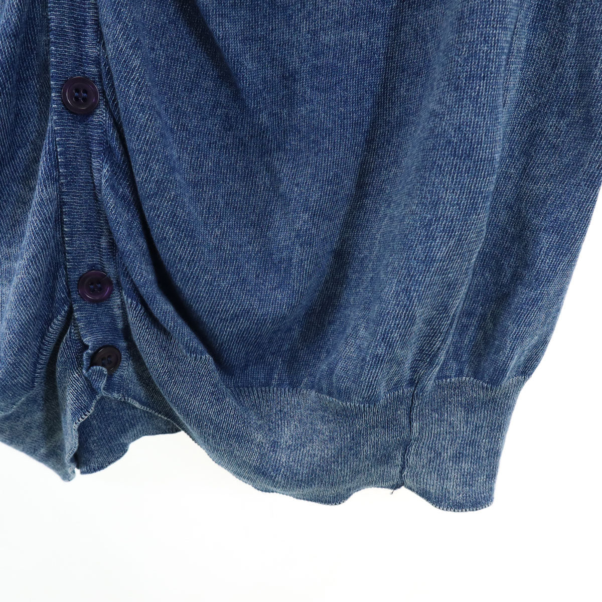 HYDROGEN ハイドロゲン イタリア製 長袖 インディゴ染め Vネック ニットカーディガン L 青紺 メンズ