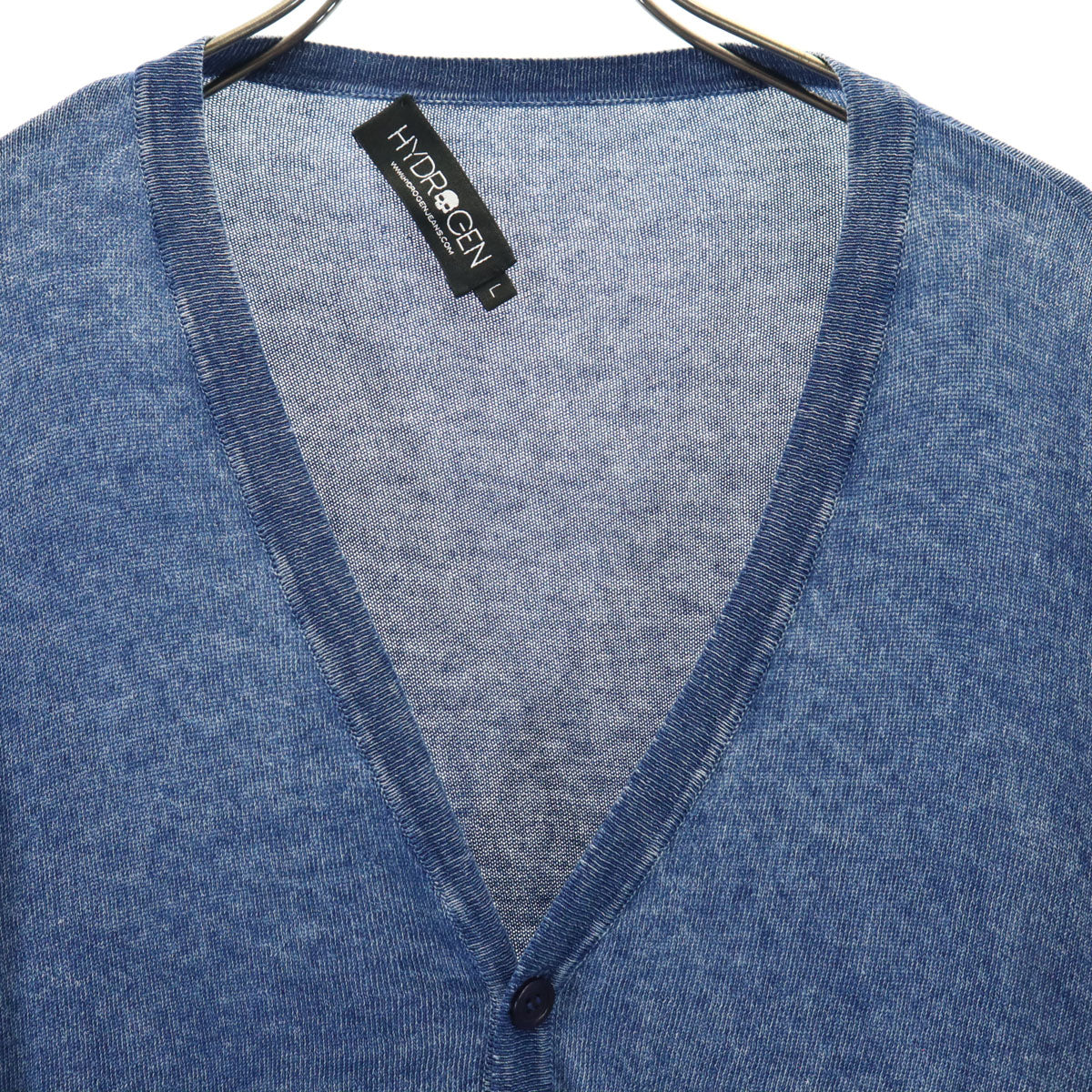 HYDROGEN ハイドロゲン イタリア製 長袖 インディゴ染め Vネック ニットカーディガン L 青紺 メンズ