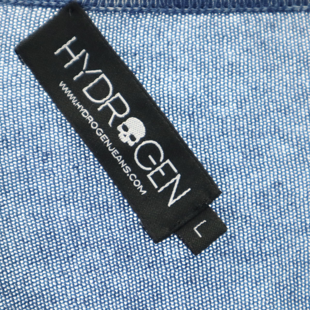 HYDROGEN ハイドロゲン イタリア製 長袖 インディゴ染め Vネック ニットカーディガン L 青紺 メンズ