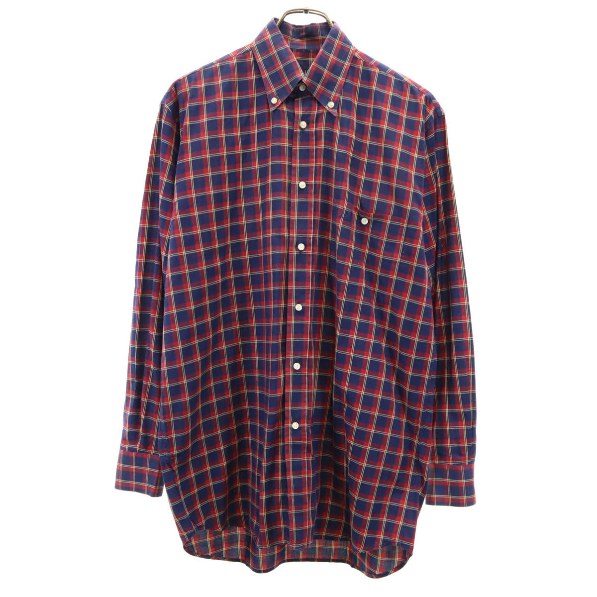 Dunhill ダンヒル イタリア製 チェック柄 長袖 ボタンダウンシャツ S ネイビー メンズ