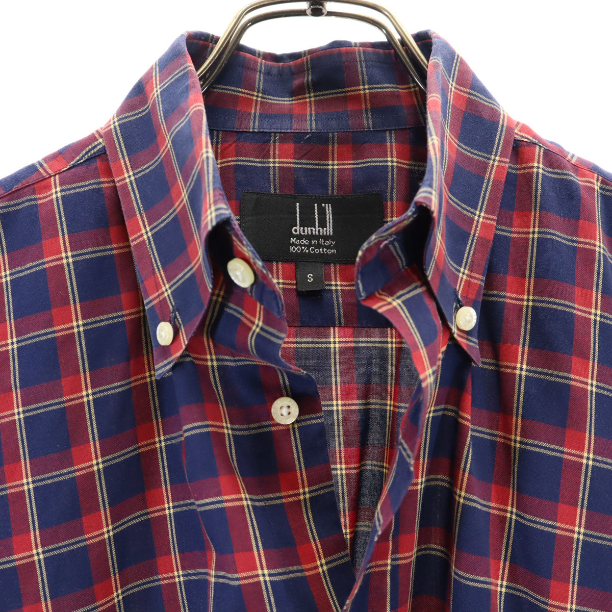 Dunhill ダンヒル イタリア製 チェック柄 長袖 ボタンダウンシャツ S ネイビー メンズ