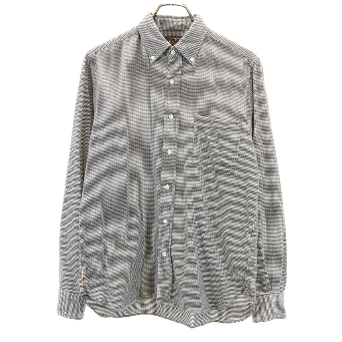 BEAMS PLUS ビームスプラス 日本製 チェック柄 長袖 コットンネル ボタンダウンシャツ S ブラック メンズ