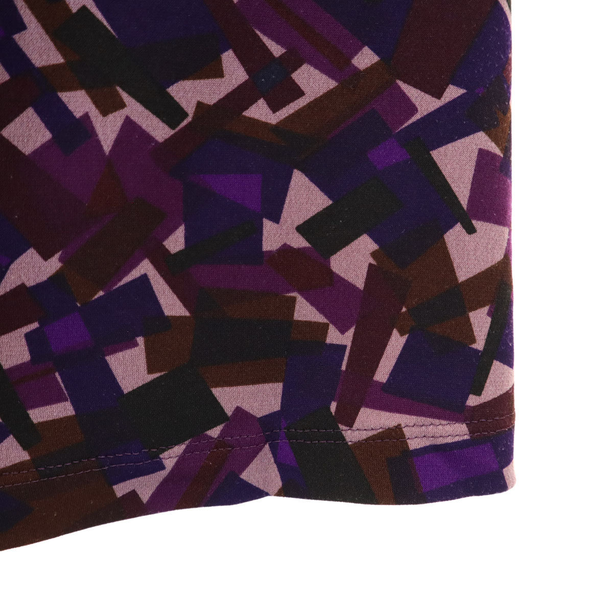 Leilian レリアン 日本製 幾何学柄 長袖 タートルネック カットソー 13 パープル レディース