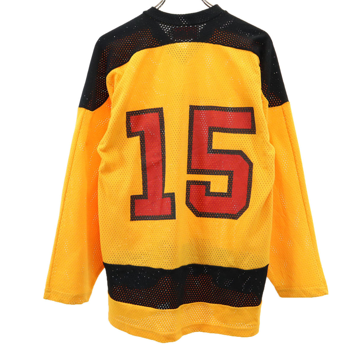 ALPHA アルファ 80s 90s オールド 長袖 メッシュ ユニフォーム シャツ M イエロー アイスホッケー メンズ