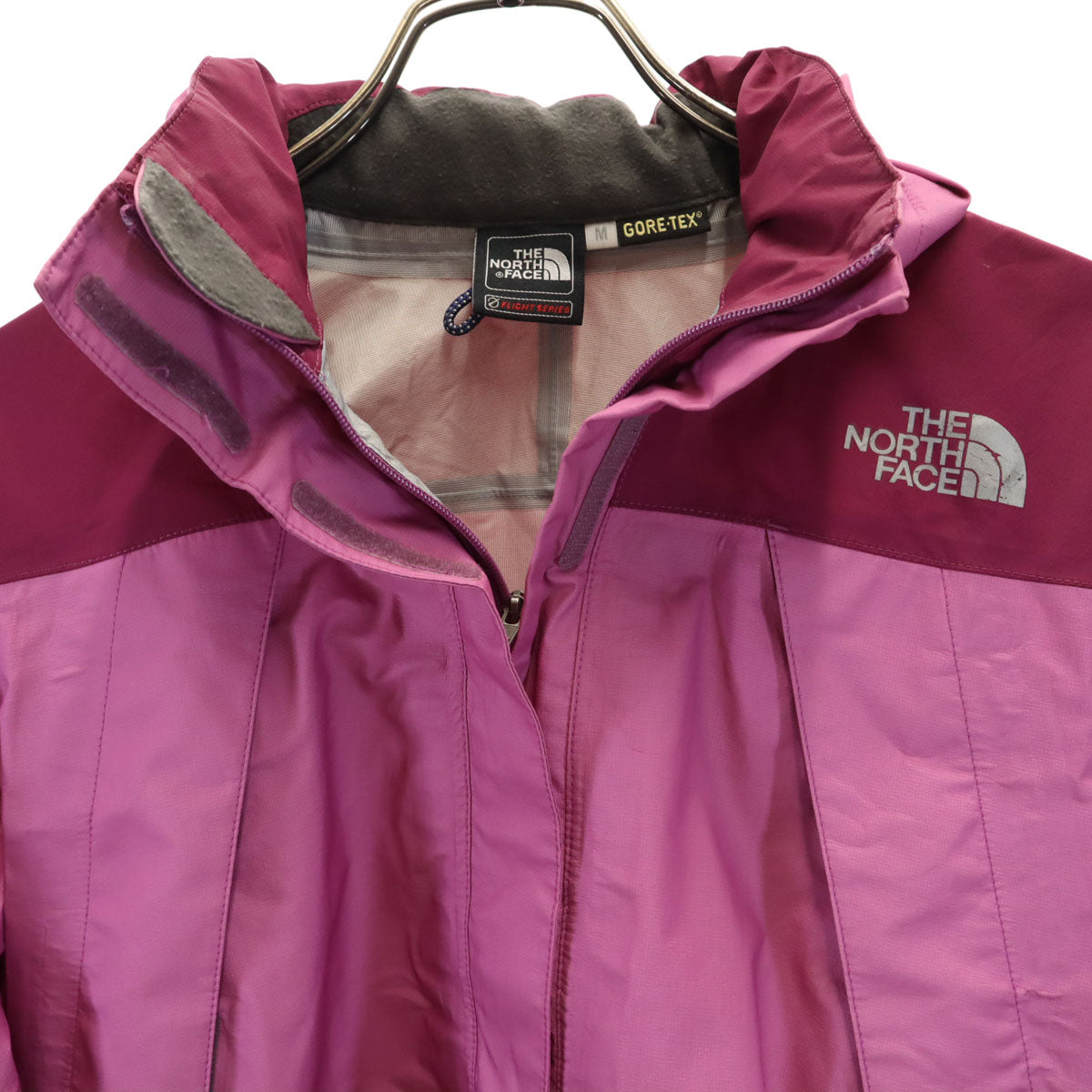 THE NORTH FACE ザノースフェイス GORE-TEX レインテックスフライト ナイロンジャケット M ピンク フーディー アウトドア NPW10710 レディース
