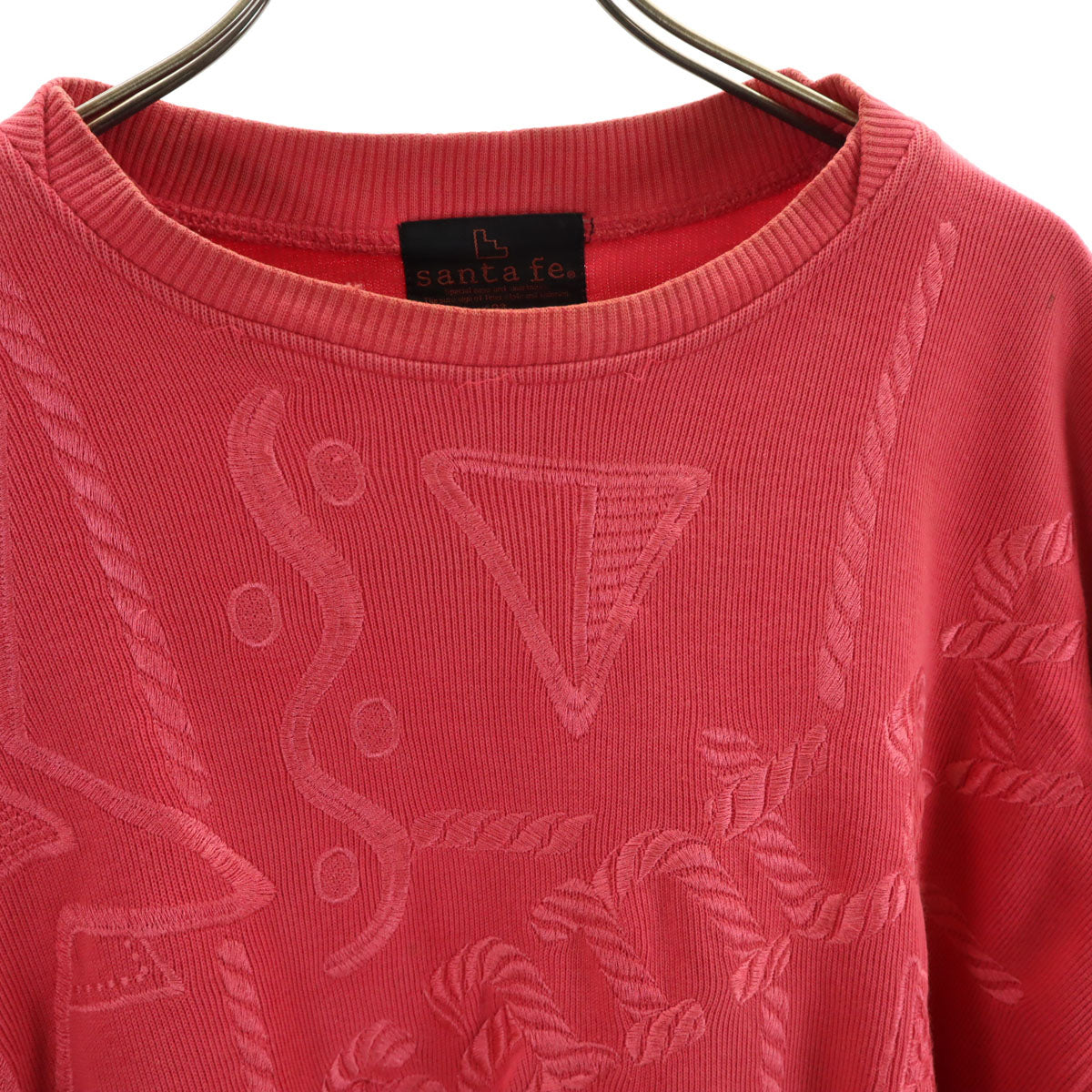santa fe サンタフェ 90s 日本製 オールド 長袖 デザイン刺繍 スウェット 3 ピンク メンズ