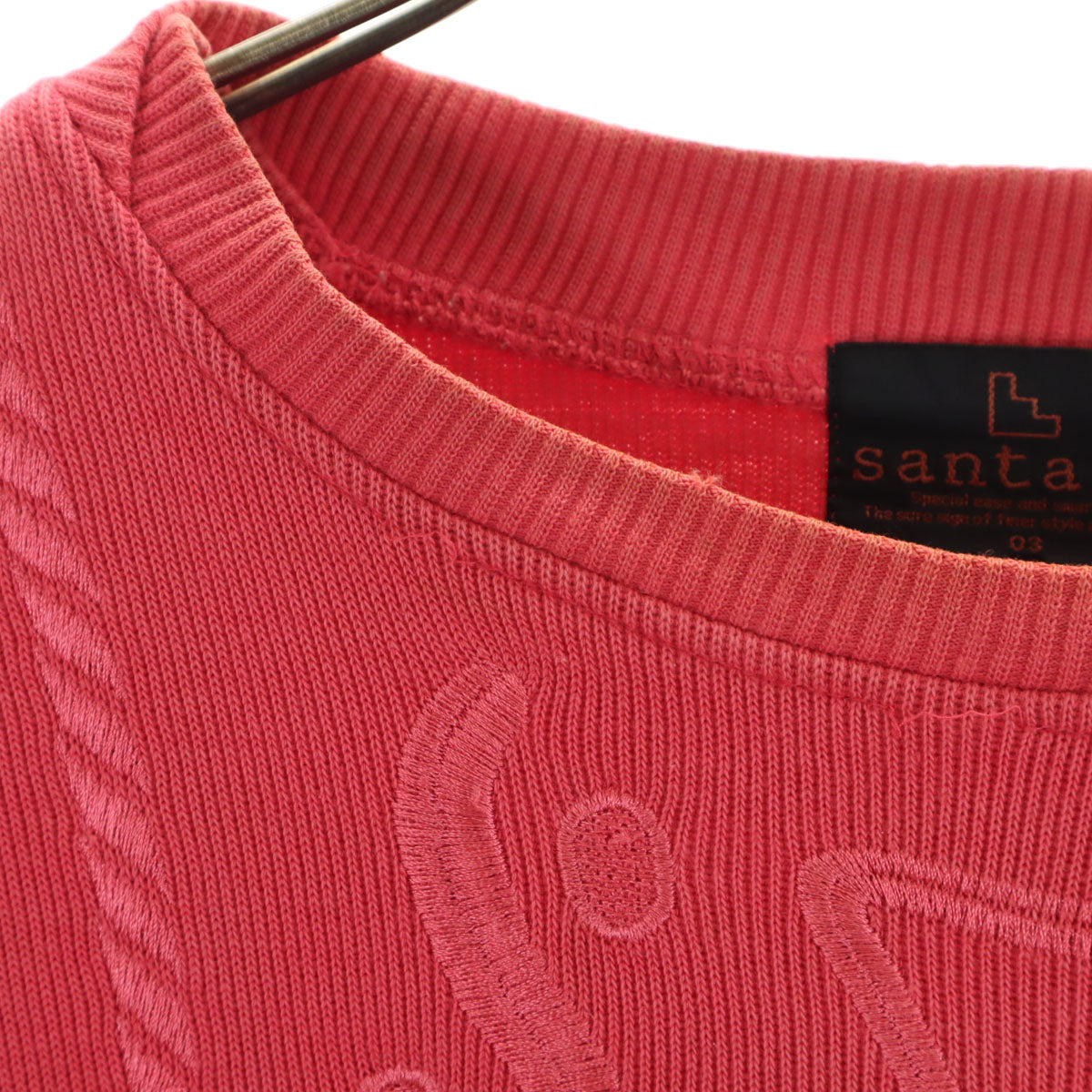 santa fe サンタフェ 90s 日本製 オールド 長袖 デザイン刺繍 スウェット 3 ピンク メンズ