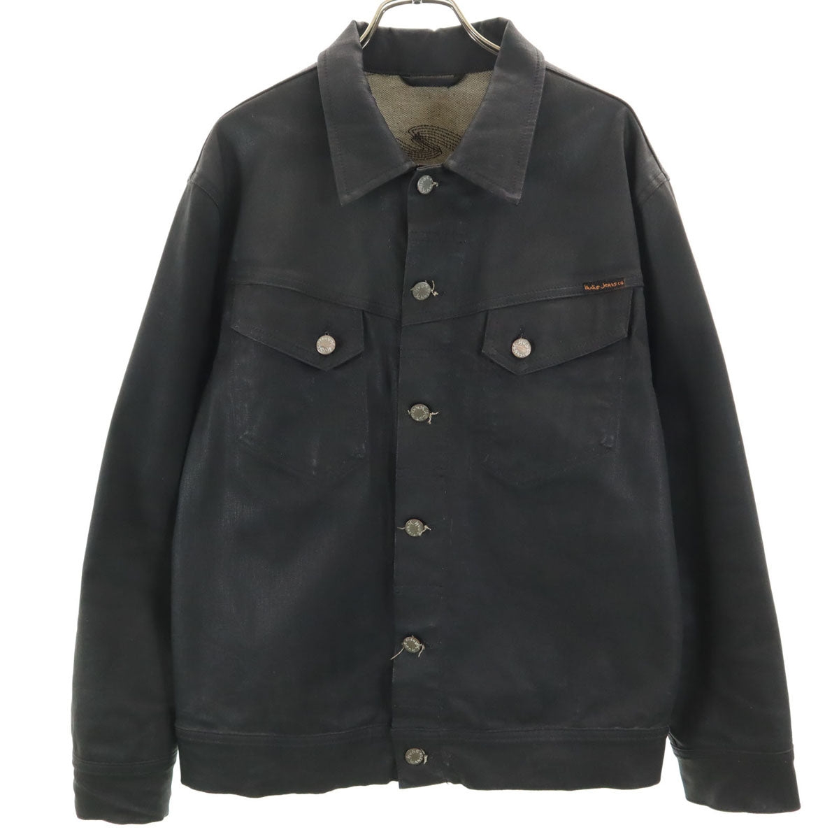 Nudie Jeans co ヌーディジーンズ イタリア製 デニムジャケット L ブラック メンズ