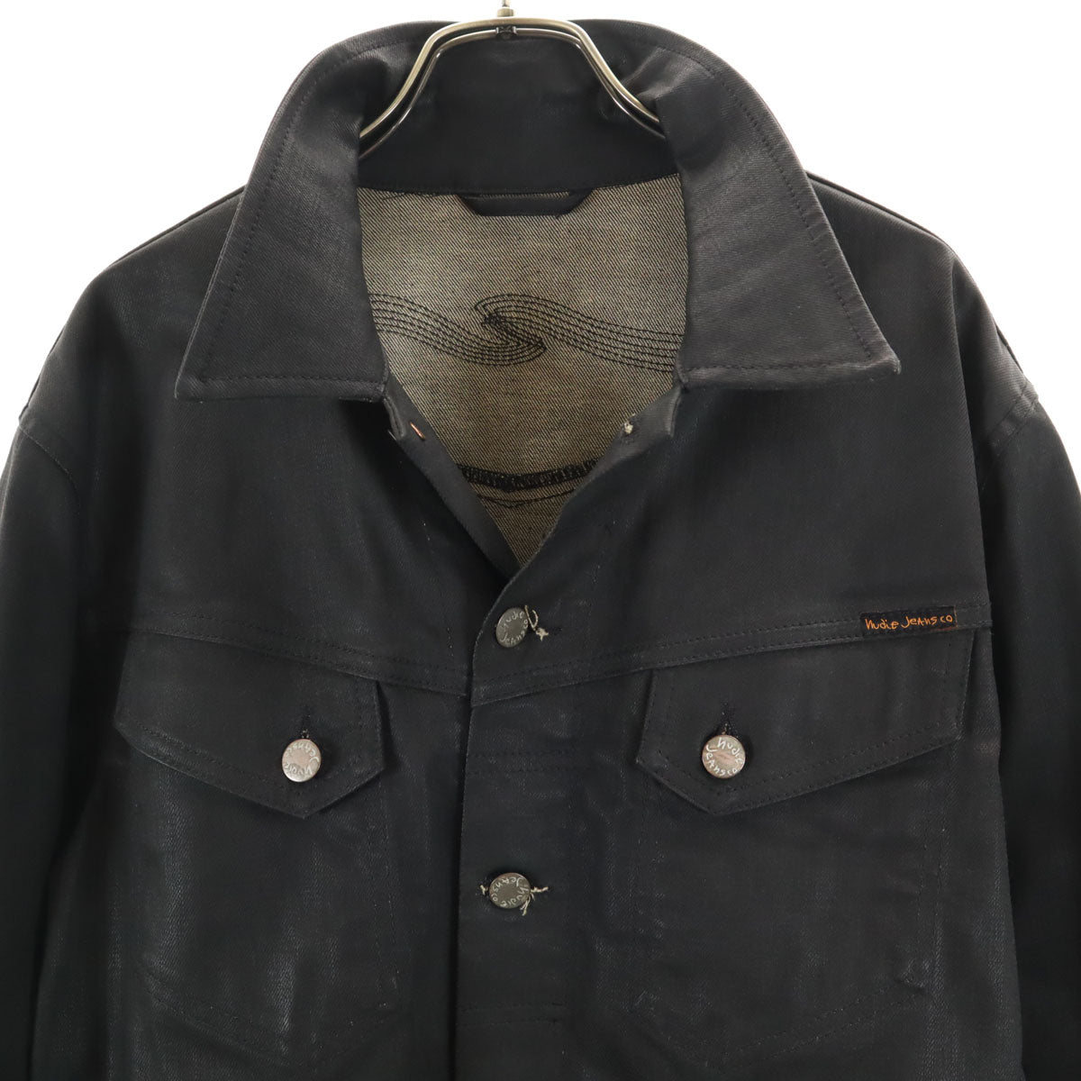 Nudie Jeans co ヌーディジーンズ イタリア製 デニムジャケット L ブラック メンズ