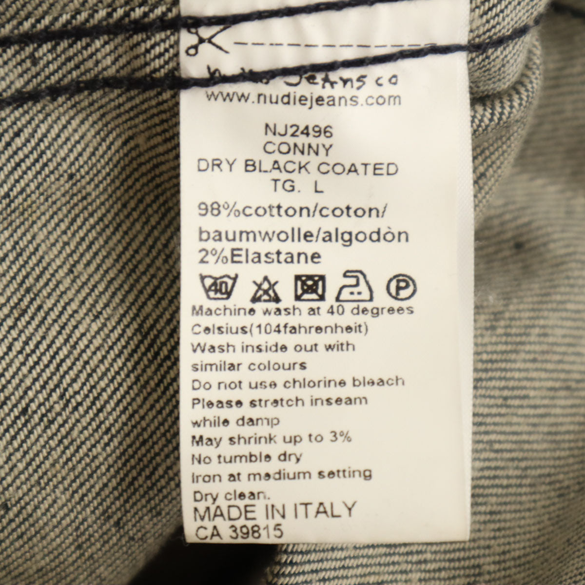 Nudie Jeans co ヌーディジーンズ イタリア製 デニムジャケット L ブラック メンズ