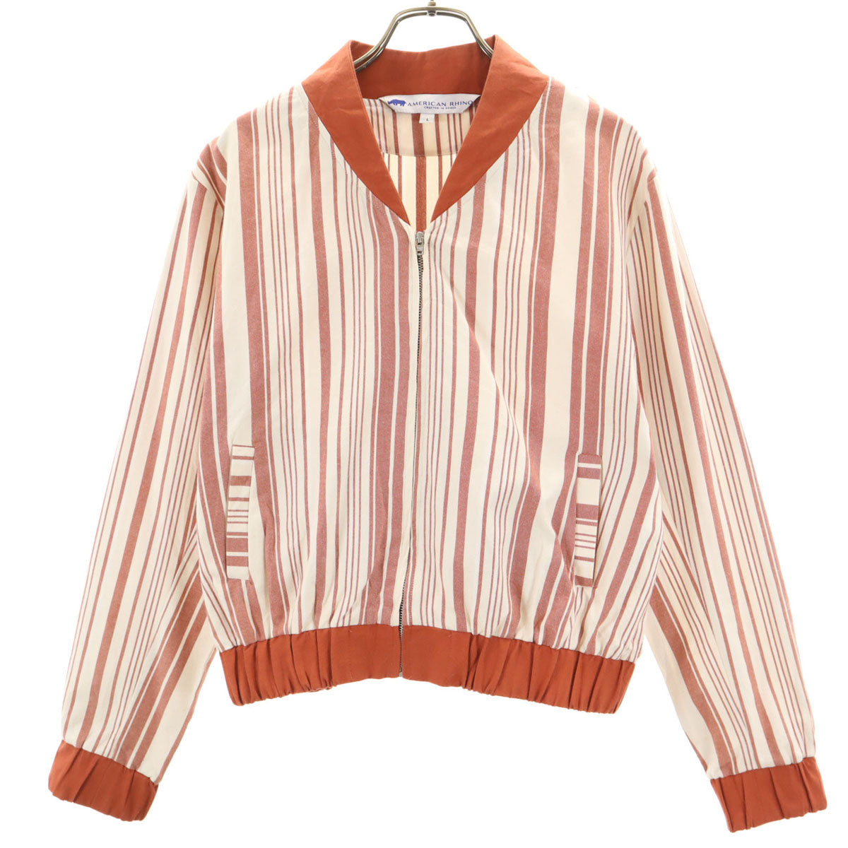 AMERICAN RHINO コットンジャケット L オレンジ×ホワイト レディース