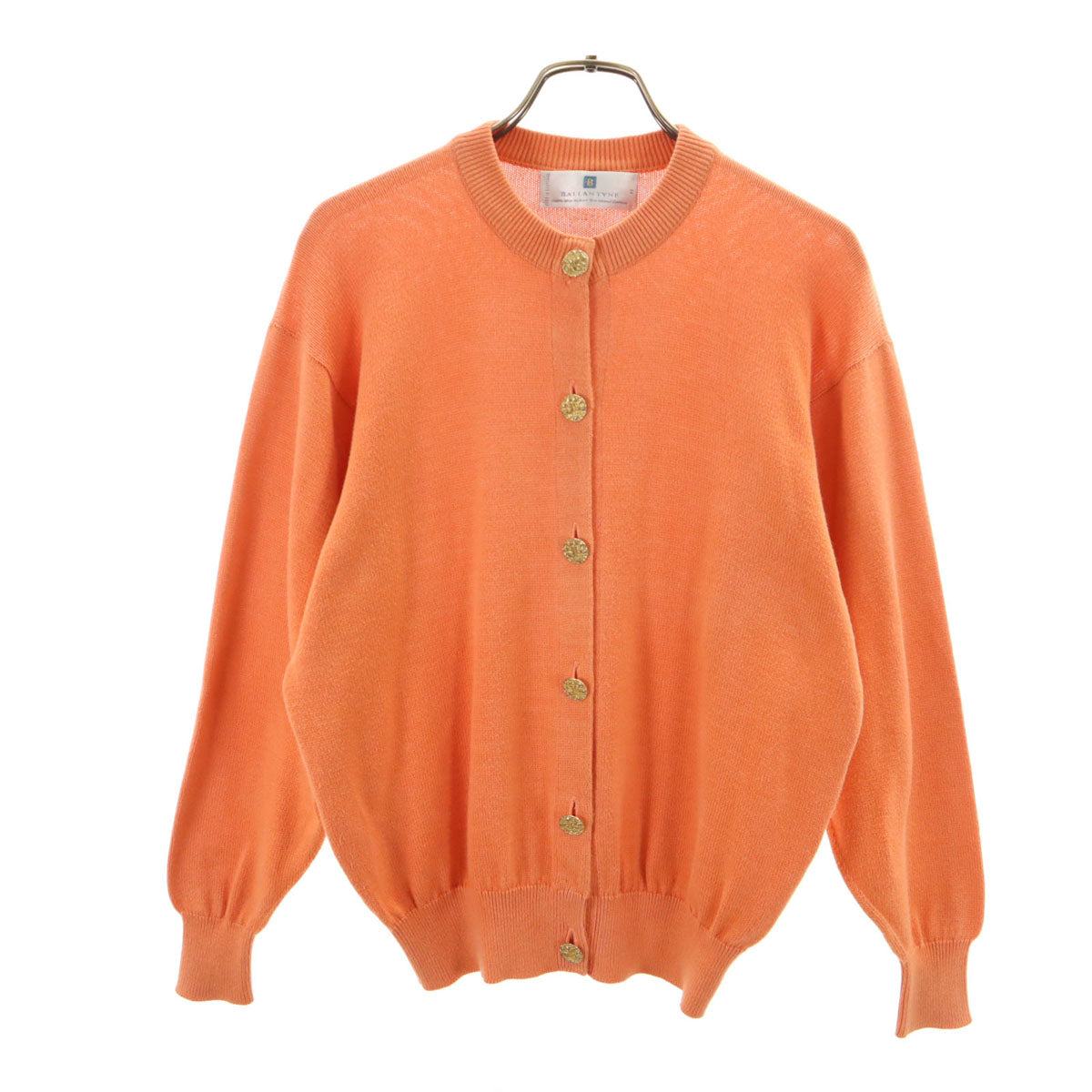 BALLANTYNE バランタイン スコットランド製 長袖 ニットカーディガン 38 オレンジ系 レディース