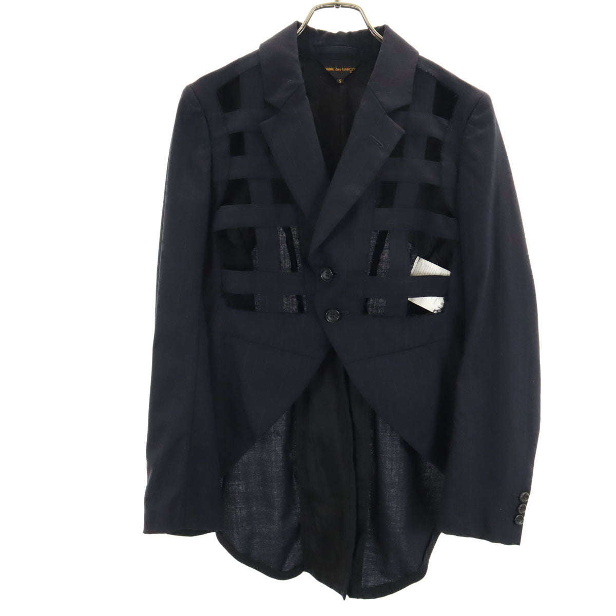COMME des GARCONS コムデギャルソン 2011年 日本製 ウールブレンド ピンストライプ ハーネス ジャケット S ネイビー メンズ