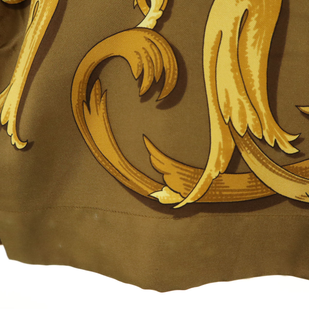 HERMES エルメス イタリア製 オールド 総柄 長袖 ニット切り替え シャツ M ブラウン レディース