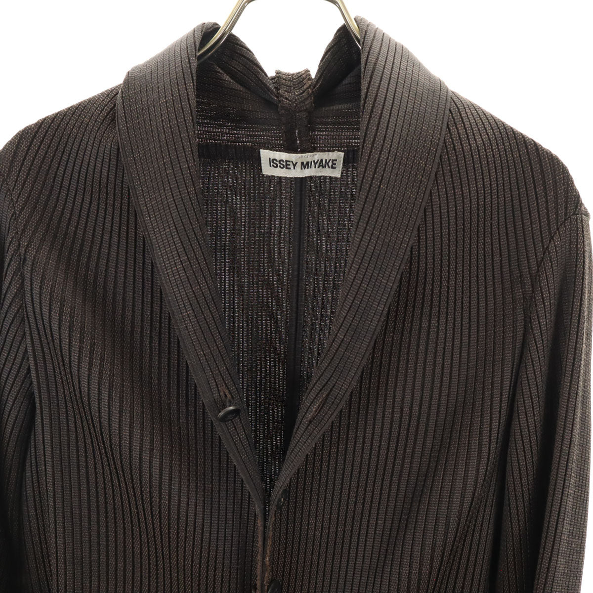 ISSEY MIYAKE イッセイミヤケ 90s オールド 日本製 ストライプ柄 プリーツ テーラードジャケット M ブラウン メンズ