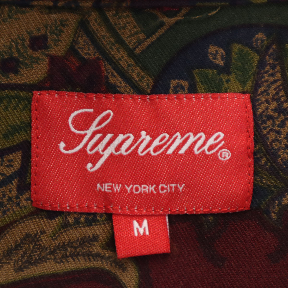 Supreme シュプリーム 15AW ペイズリー柄 長袖 オープンカラーシャツ M バーガンディ メンズ