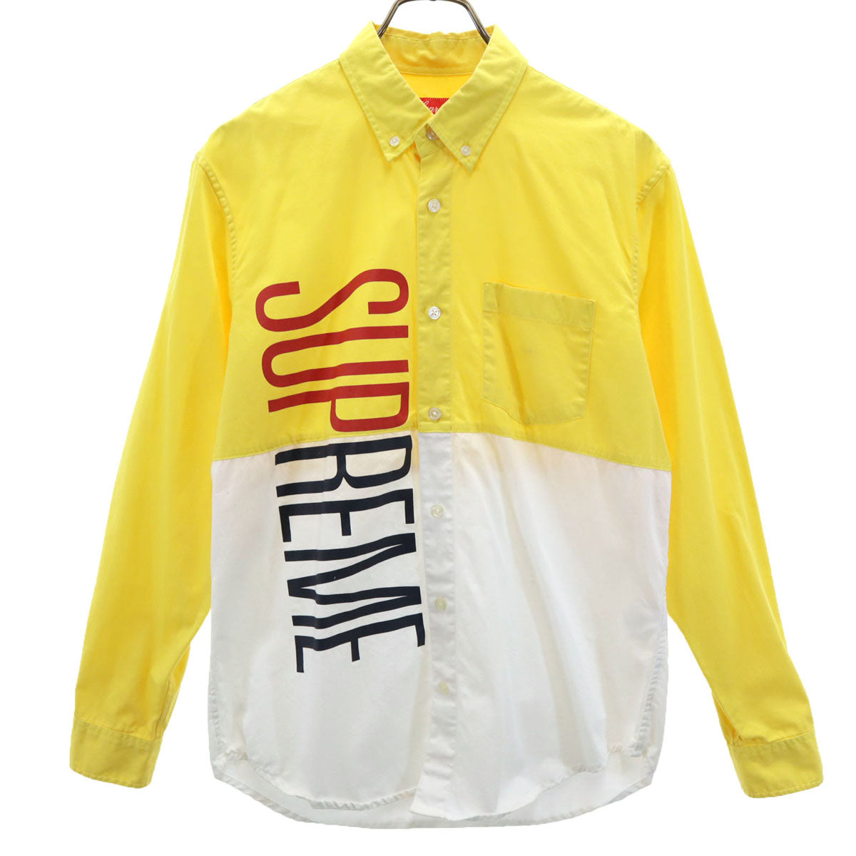Supreme シュプリーム 14SS 長袖 ツートンカラー コットンシャツ S イエロー メンズ