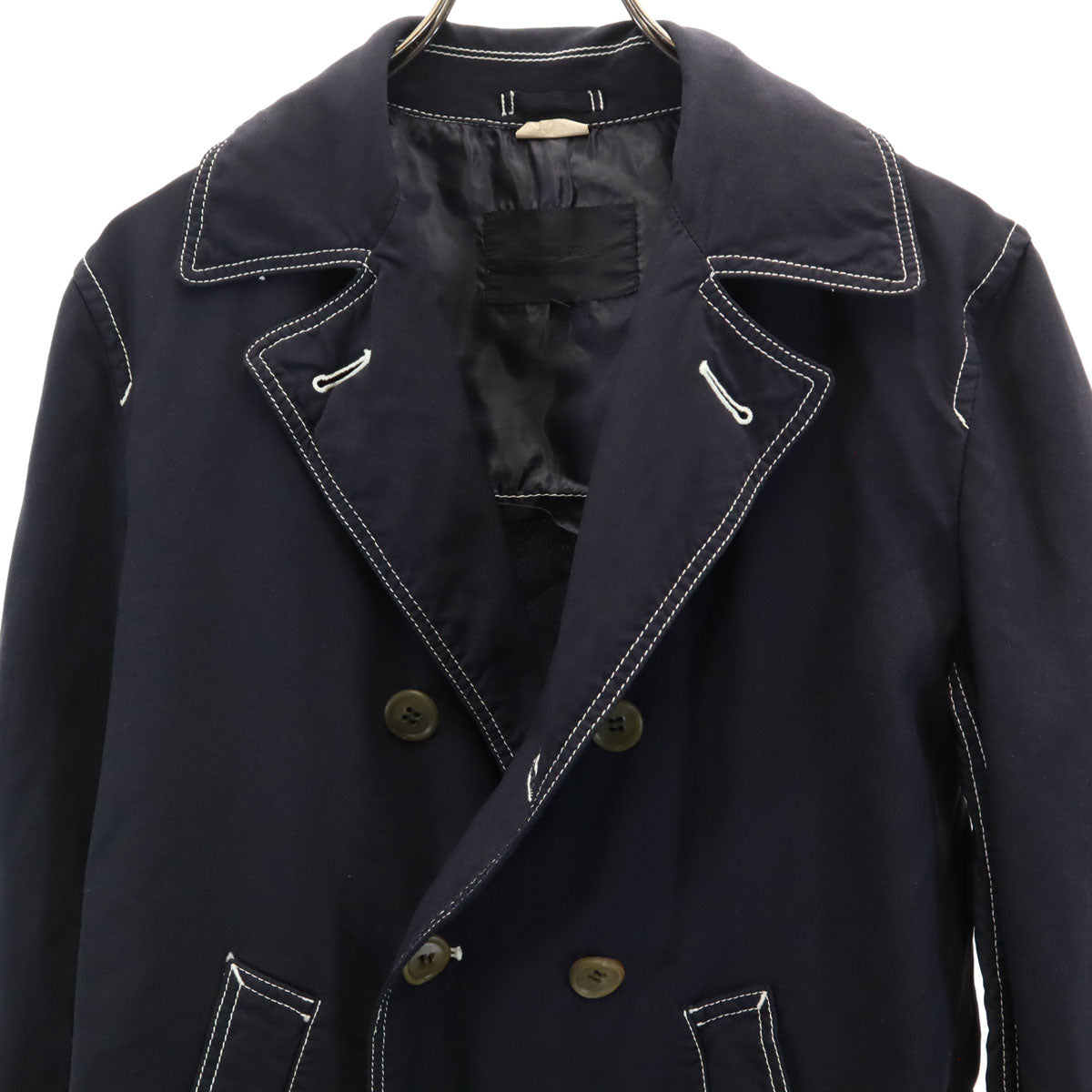 コムデギャルソン オムドゥ 2013年 日本製 ホワイトステッチ ピーコート S ブラック メンズ