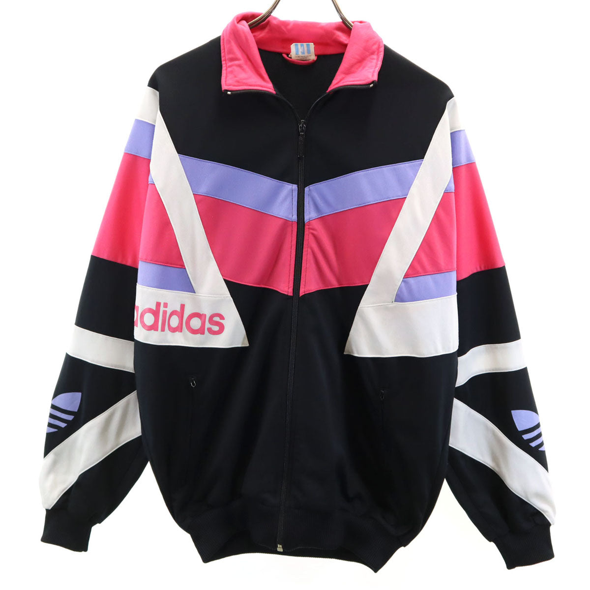 adidas アディダス 80s ヴィンテージ 万国旗タグ トレフォイルロゴ トラックジャケット M ブラック 他 メンズ