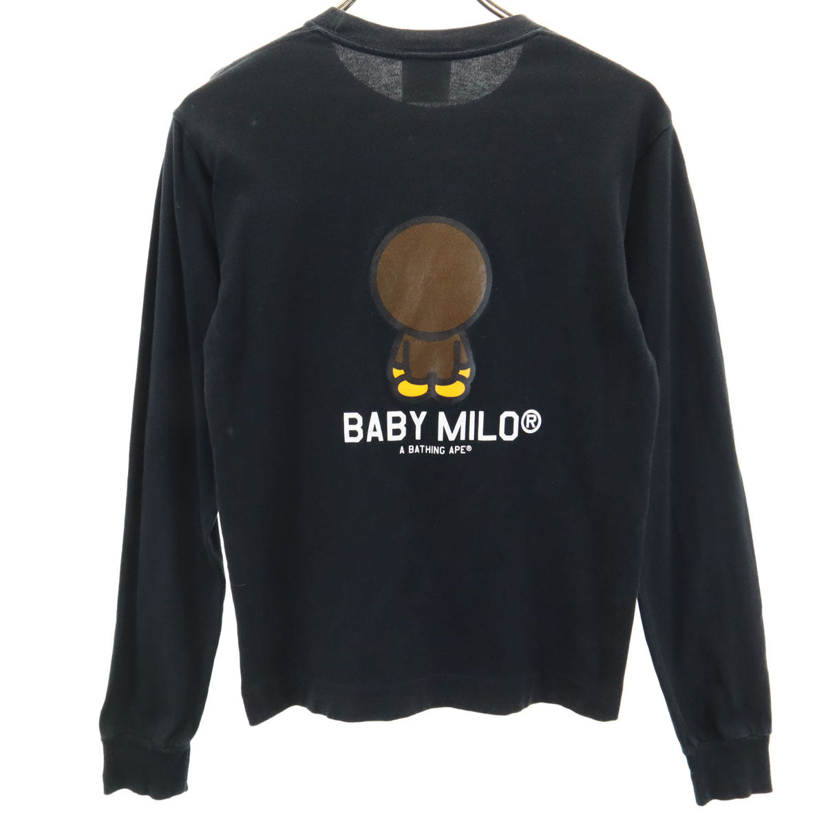 BAPE ベイプ 日本製 長袖 両面プリント Tシャツ S ブラック ロンT メンズ