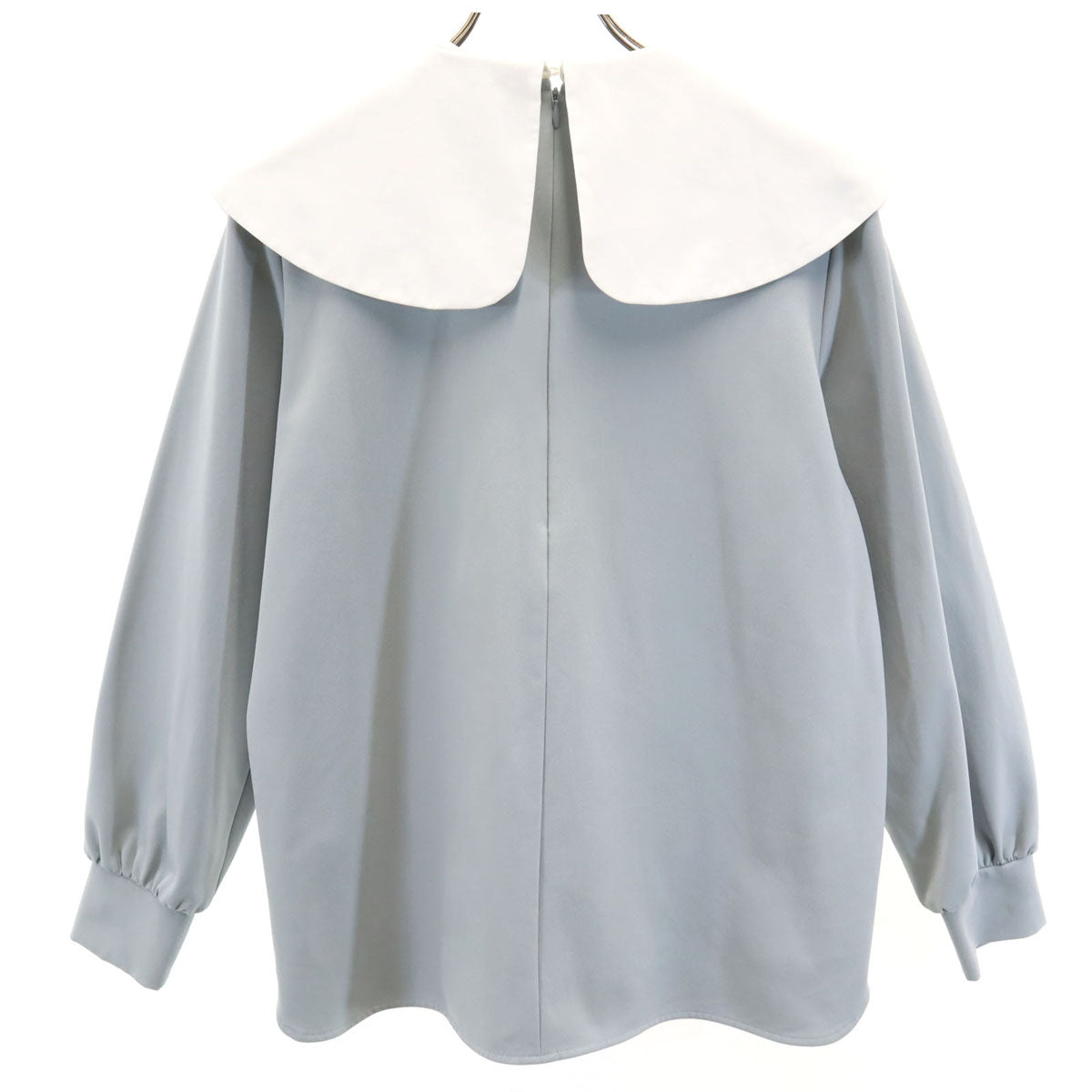 yori ヨリ 22AW 日本製 長袖 ワイドカラーストレッチ ブラウス 38 ライトブルー レディース