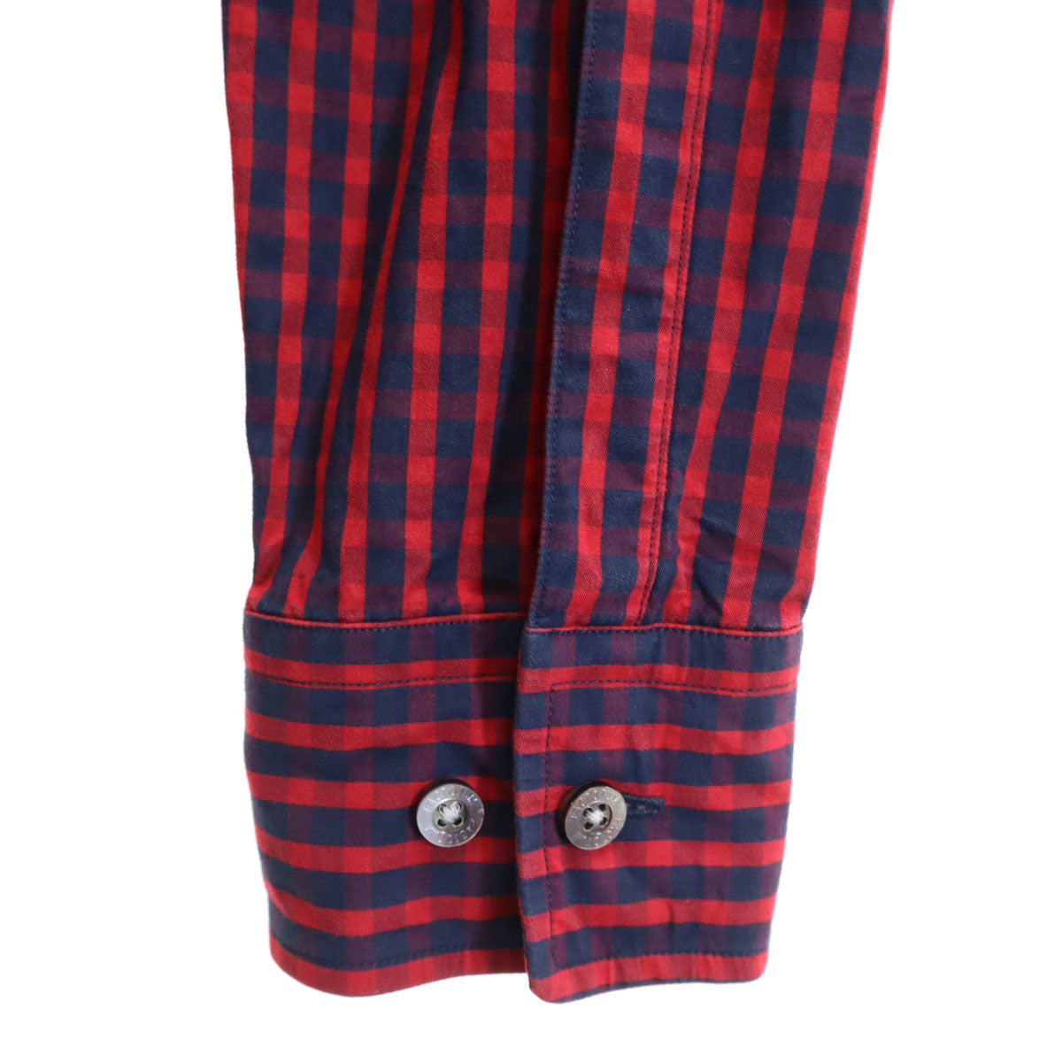 FACTOTUM ファクトタム 日本製 ギンガムチェック柄 長袖 コットンシャツ 48 レッド メンズ