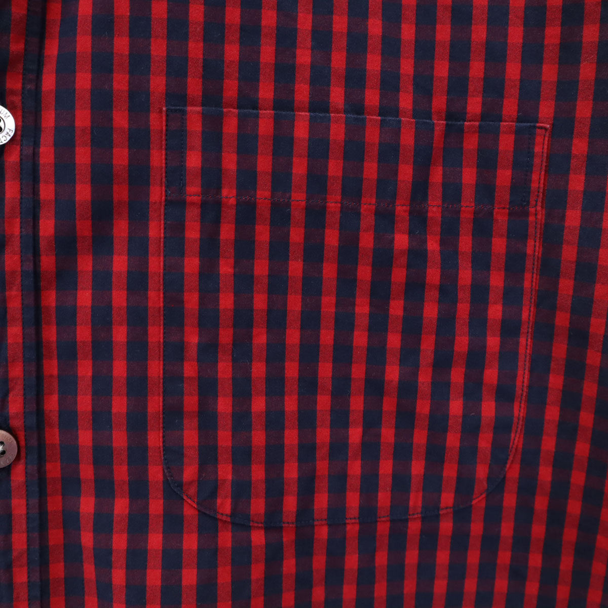 FACTOTUM ファクトタム 日本製 ギンガムチェック柄 長袖 コットンシャツ 48 レッド メンズ