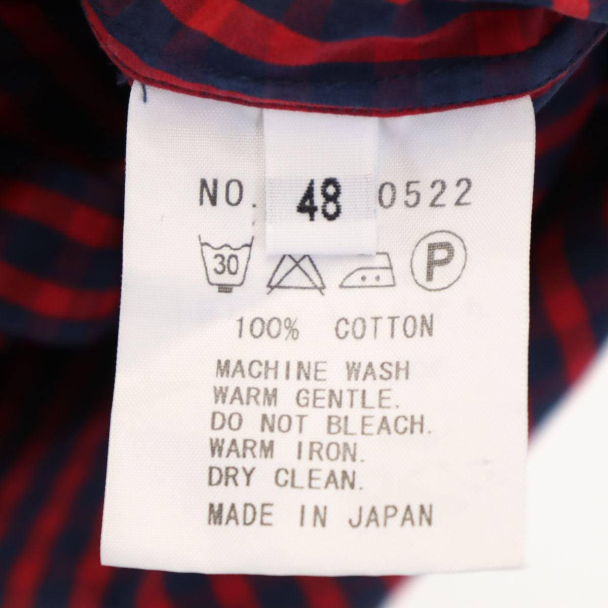 FACTOTUM ファクトタム 日本製 ギンガムチェック柄 長袖 コットンシャツ 48 レッド メンズ