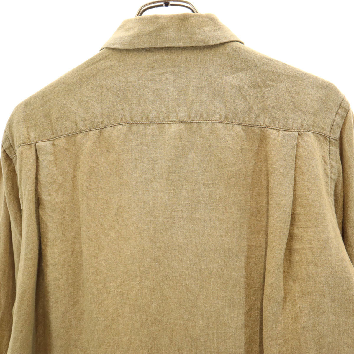 Needles ニードルス 日本製 猫目ボタン 長袖 リネンシャツ M ベージュ メンズ