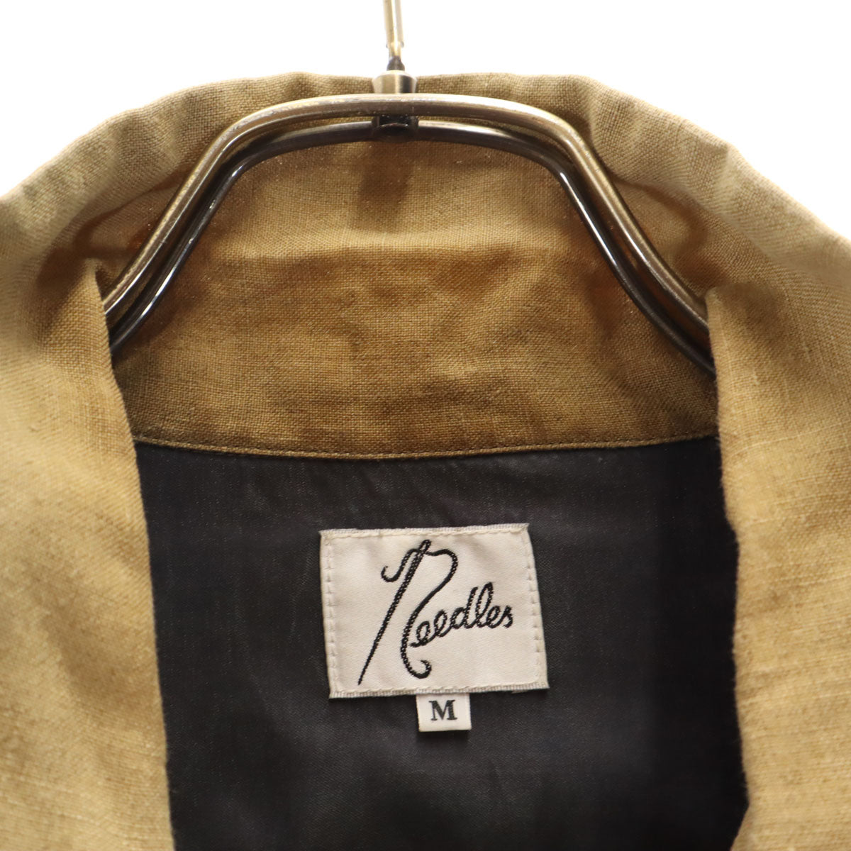 Needles ニードルス 日本製 猫目ボタン 長袖 リネンシャツ M ベージュ メンズ