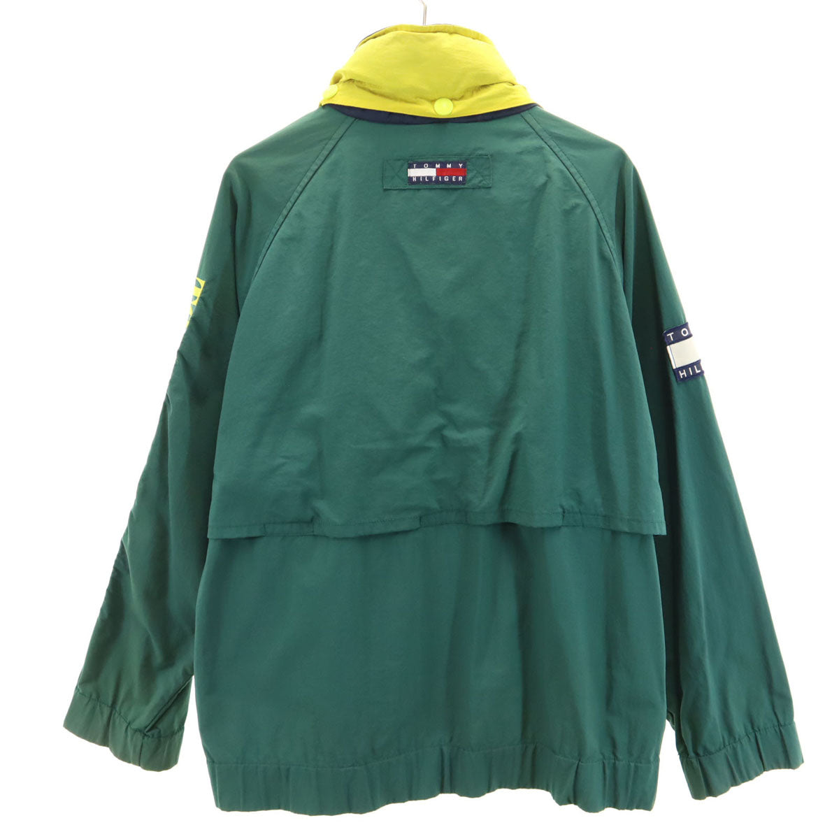 TOMMY HILFIGER トミーヒルフィガー 90s オールド フラッグタグ ナイロンジャケット L グリーン フード付き メンズ