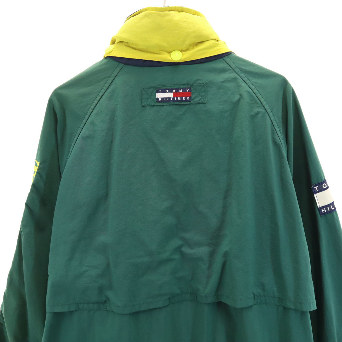 TOMMY HILFIGER トミーヒルフィガー 90s オールド フラッグタグ ナイロンジャケット L グリーン フード付き メンズ