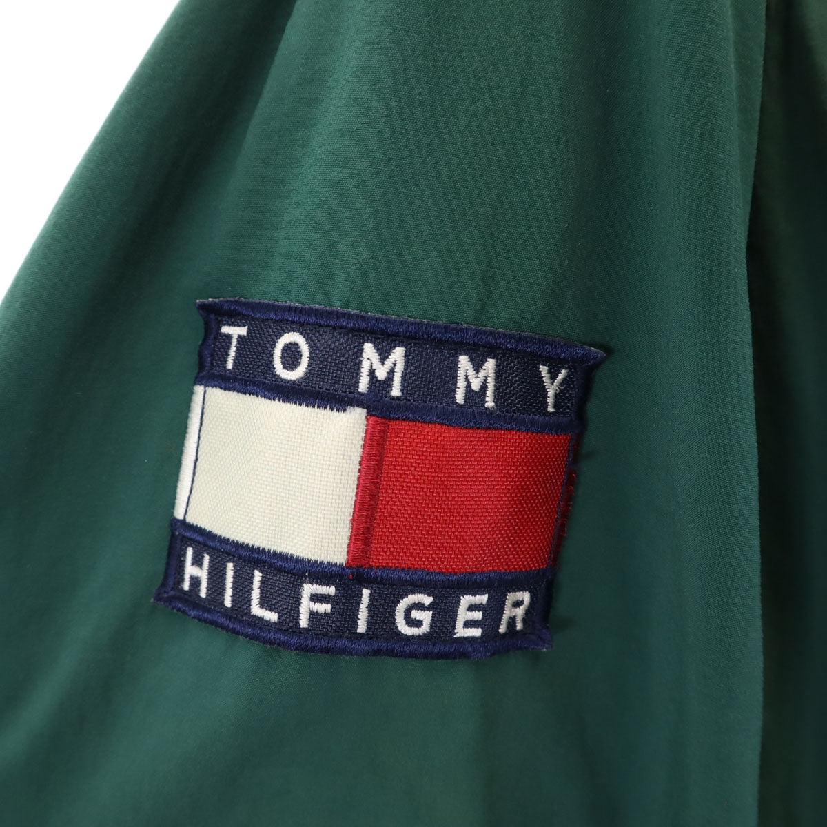 TOMMY HILFIGER トミーヒルフィガー 90s オールド フラッグタグ ナイロンジャケット L グリーン フード付き メンズ