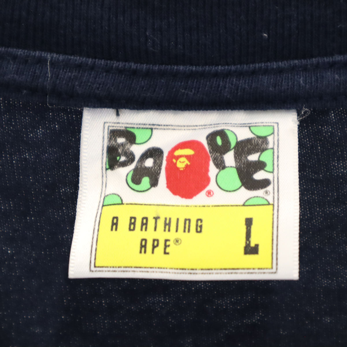 BAPE ベイプ 半袖 シングルステッチ プリント Tシャツ L ブルー メンズ