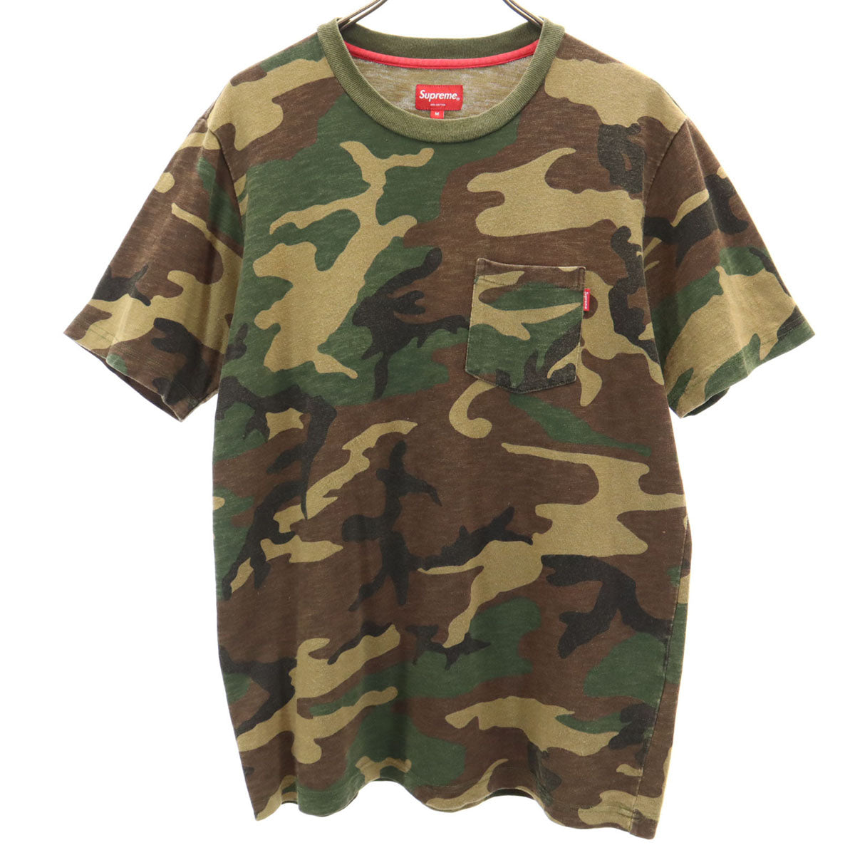Supreme シュプリーム 14SS カモフラージュ柄 半袖 ポケット Tシャツ M カーキ メンズ